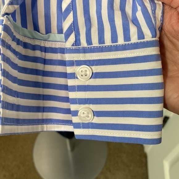 BODEN Girl Fit Blue White Striped Shirt Button Down Sz 4 - Picture 7 of 13